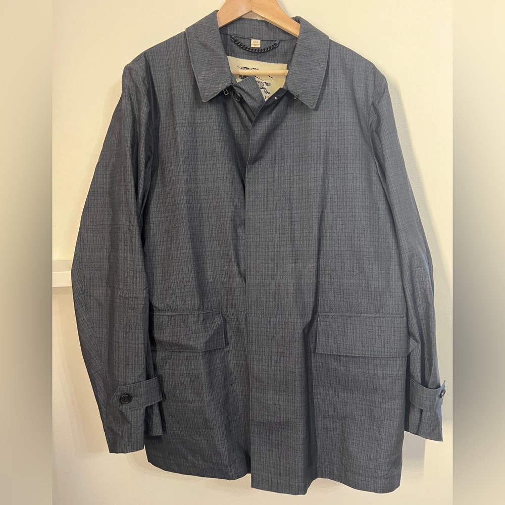 Burberry Charcoal Men's Silk Jacket with leather collar